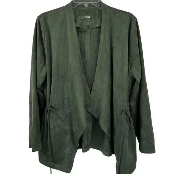 Blank NYC Women Green Suede Long Sleeve Jacket Fairy Boho Grunge Size Medium - Picture 1 of 11